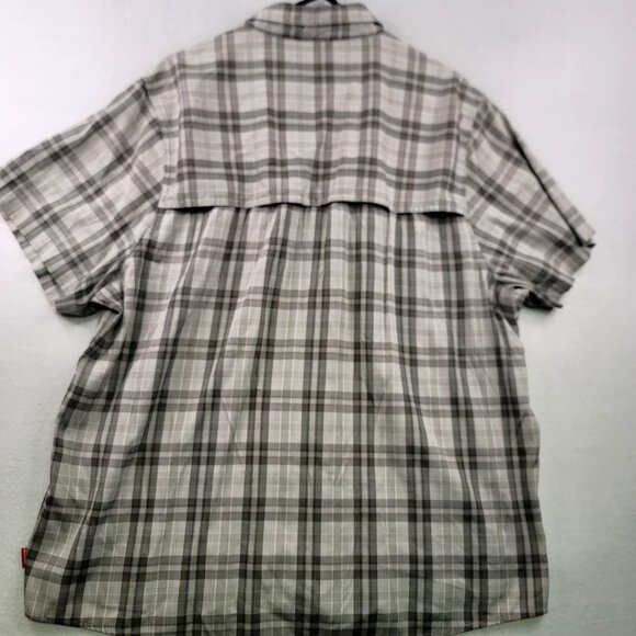 Coleman Mens Plaid Short Sleeve Button-Up Shirt XXL Gray White Vented Fishing - Picture 5 of 10